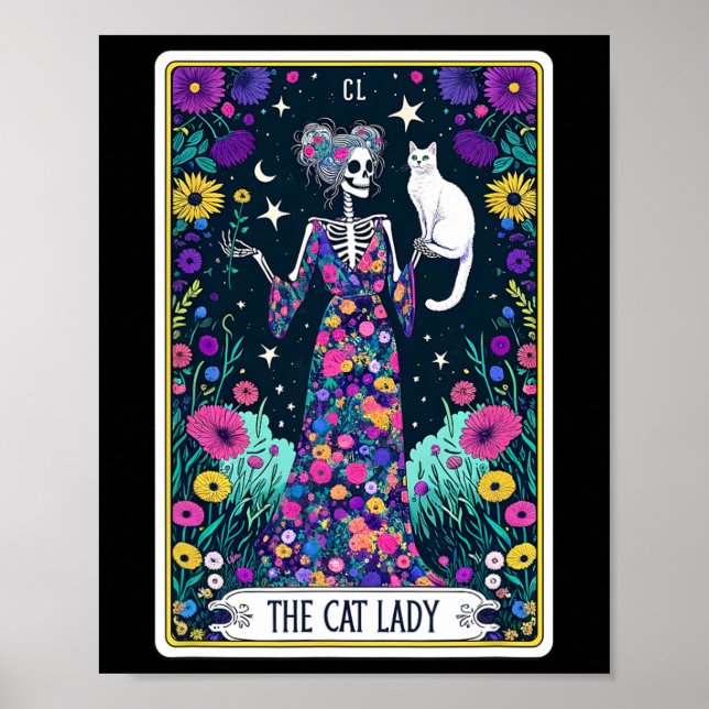 Affiche Carte Tarot Lady Chat Skeleton Mothers Day Chat L (Devant)