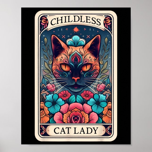 Affiche Carte Tarot Lady pour chats sans enfant 2 (Devant)