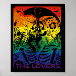 Affiche Carte Tarot Les amoureux Rainbow Kissing Lesbian S