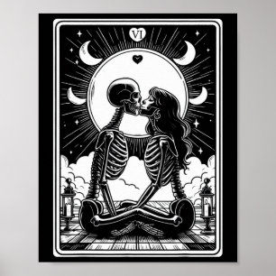 Affiche Carte Tarot Les Amoureux Squelette Goth Halloween