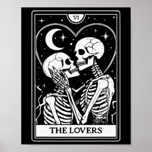 Affiche Carte Tarot Lovers - Skeletons Kissing - Hallow