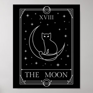 Affiche Carte Tarot Lune Chat Noir Chat Cuisine Occulte Ma