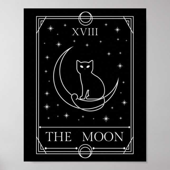 Affiche Carte Tarot Lune Chat Noir Chat Cuisine Occulte Ma (Devant)