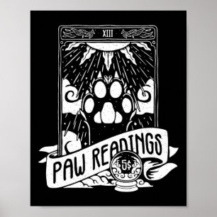 Affiche Carte Tarot Lune Crescent Et Paw Cat Lecture