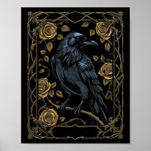 Affiche Carte Tarot Raven vintage Gothique Wiccan Pagan Wi