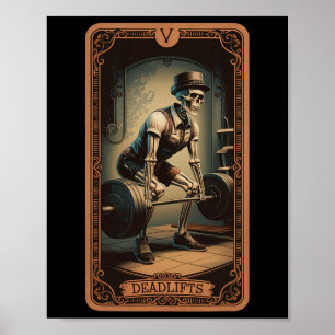 Affiche Carte Tarot Squelette Démonte-charge Powerlifter P