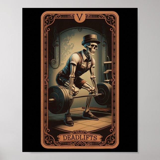 Affiche Carte Tarot Squelette Démonte-charge Powerlifter P (Devant)