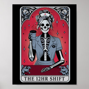 Affiche Carte Tarot Squelette Halloween 12 Heures Maj N