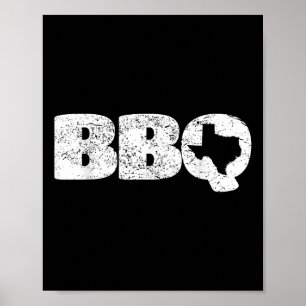 Affiche Carte Texas Tx Poignée Barbecue Barbecue Simple