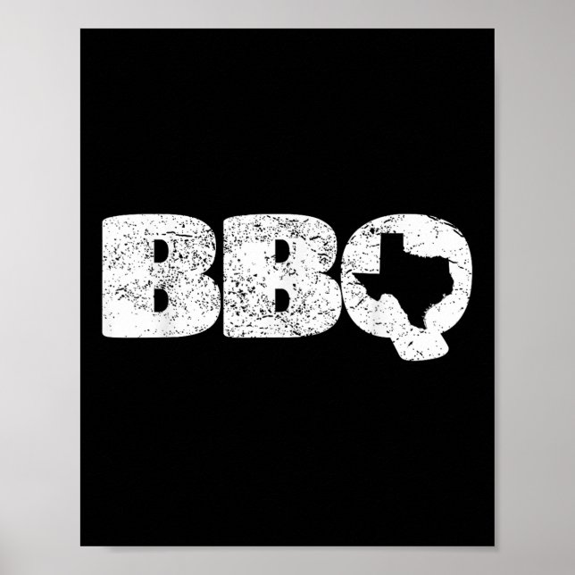 Affiche Carte Texas Tx Poignée Barbecue Barbecue Simple (Devant)