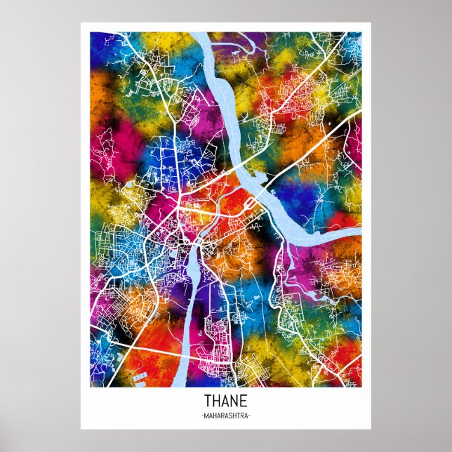 Affiche Carte Thane Maharashtra (Devant)
