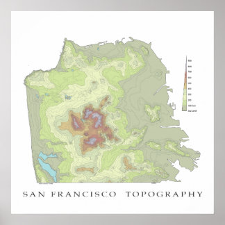 Affiche Carte topo de San Francisco - Blanc 24x24