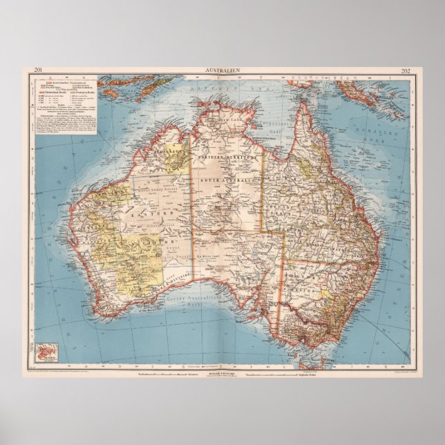 Affiche Carte topographique australienne (1905) (Devant)