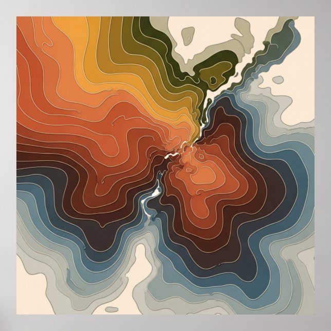 Affiche Carte topographique colorée Imprimer (Devant)