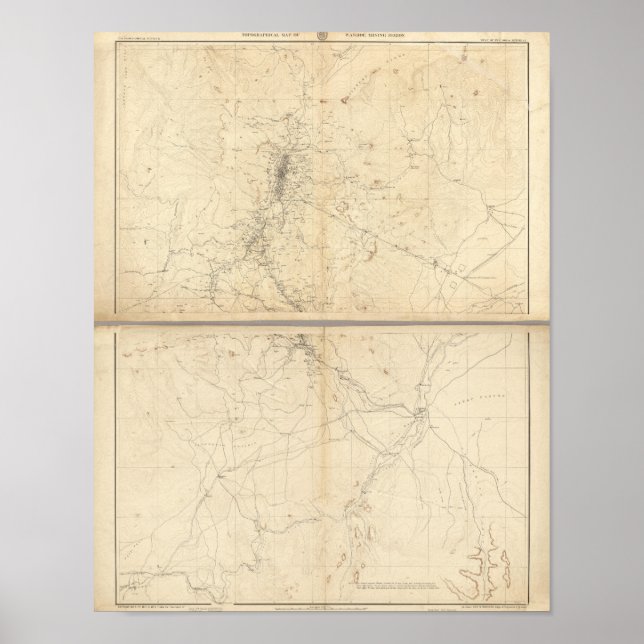 Affiche Carte topographique de la région minière de Washoe (Devant)