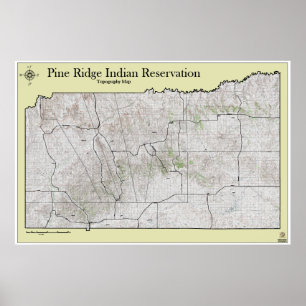Affiche Carte topographique de la réserve de Pine Ridge