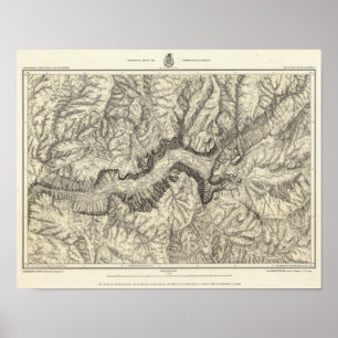 Affiche Carte topographique de la vallée de Yosemite