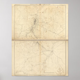 Affiche Carte topographique de région d'exploitation de