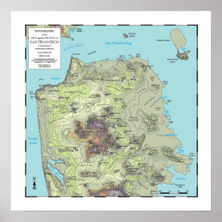 Affiche Carte topographique de San Francisco (2013)