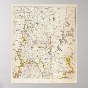 Affiche Carte topographique et glaciaire du New Hampshire