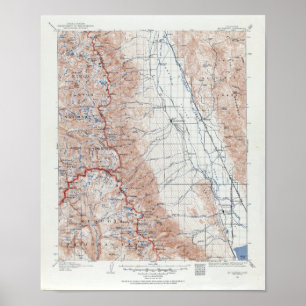 Affiche Carte topographique vintage du Mont Whitney la