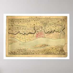 Affiche Carte tôt 1758 d'Albany New York