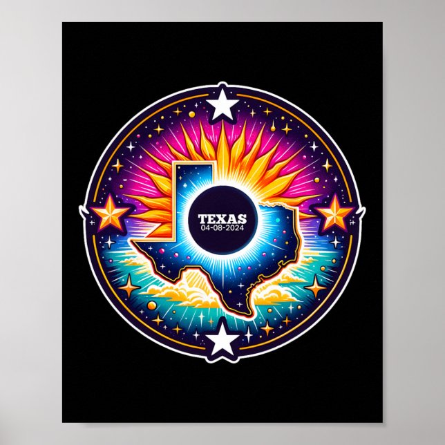 Affiche Carte Total Éclipse Solaire 8 avril 2024 (Devant)