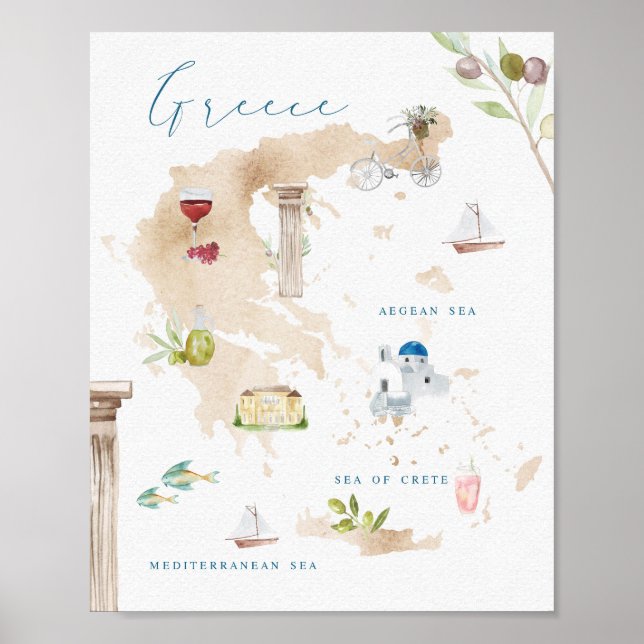 Affiche Carte touristique des sites grecs (Devant)