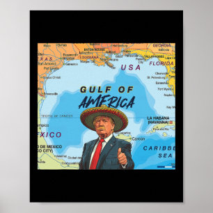 Affiche Carte Trump Amérique du Golfe Mexique Le président