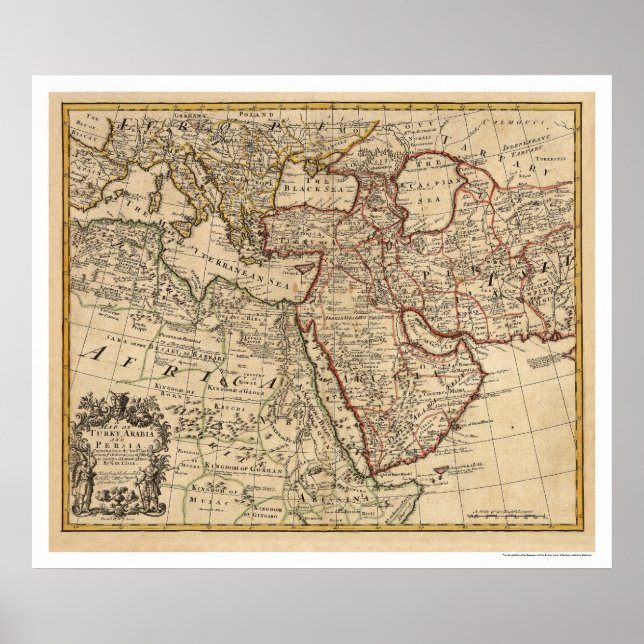 Affiche Carte Turquie Perse Arabie - 1721 (Devant)