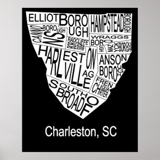 Affiche Carte typographique de Charleston