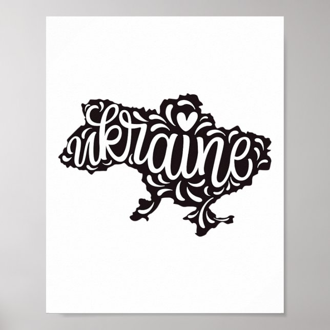Affiche Carte Ukraine - Emblème national ukrainien  (Devant)