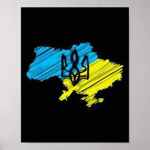 Affiche Carte ukrainienne géniale - Drapeau ukrainien 