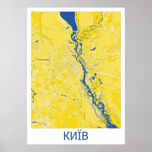 Affiche Carte vectorielle détaillée de Kiev (Devant)
