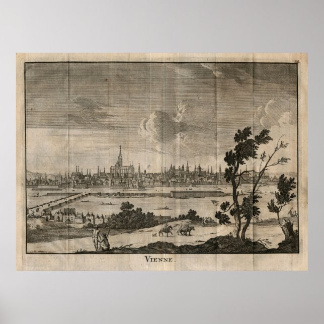 Affiche Carte Vieux Vienne Autriche (1739) Vintage Wien (Devant)