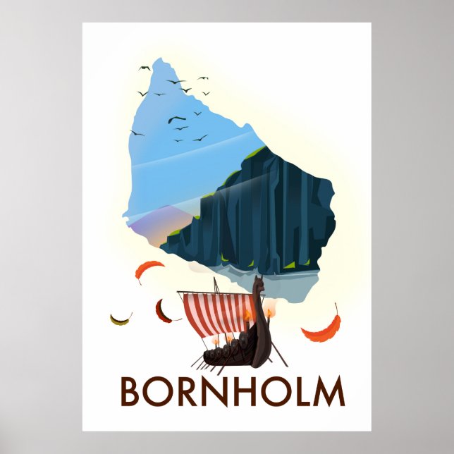 Affiche Carte Viking de l'île de Bornholm (Devant)