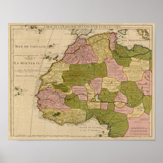 Affiche Carte vintage 1707 Afrique du Nord (Devant)