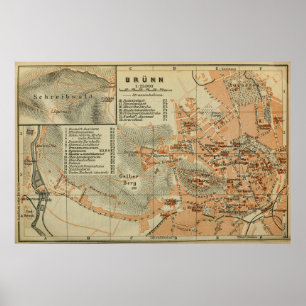 Affiche Carte vintage BRNO République tchèque (1911)