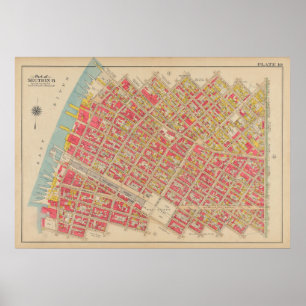 Affiche Carte vintage Brooklyn George Washington Bromley