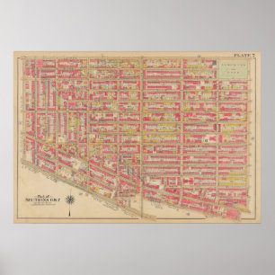 Affiche Carte vintage Brooklyn George Washington Bromley