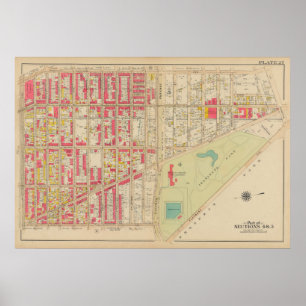 Affiche Carte vintage Brooklyn George Washington Bromley