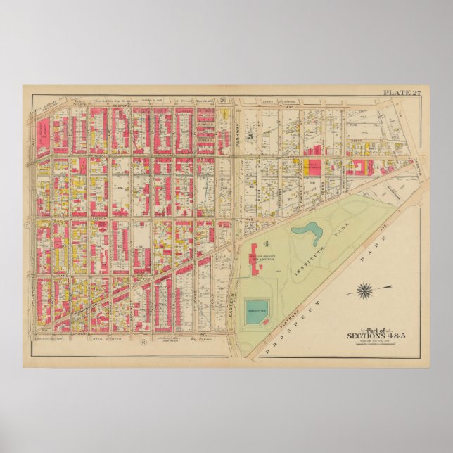 Affiche Carte vintage Brooklyn | George Washington Bromley (Devant)