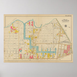 Affiche Carte vintage Brooklyn George Washington Bromley