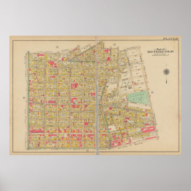 Affiche Carte vintage Brooklyn | George Washington Bromley (Devant)