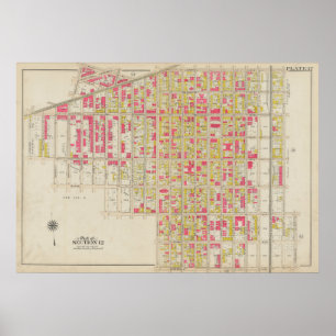 Affiche Carte vintage Brooklyn George Washington Bromley