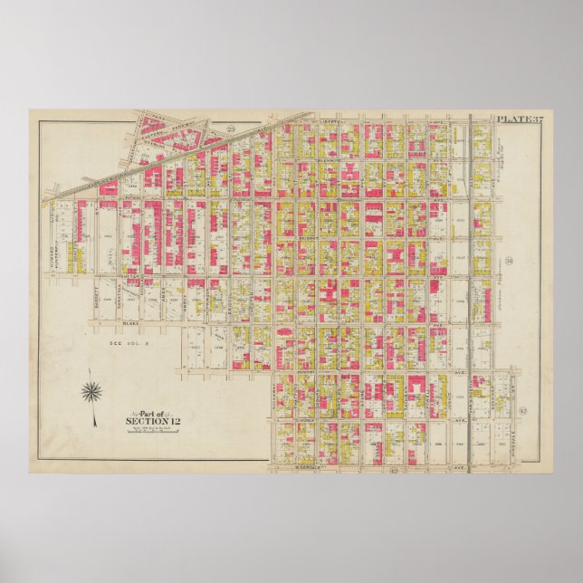 Affiche Carte vintage Brooklyn | George Washington Bromley (Devant)