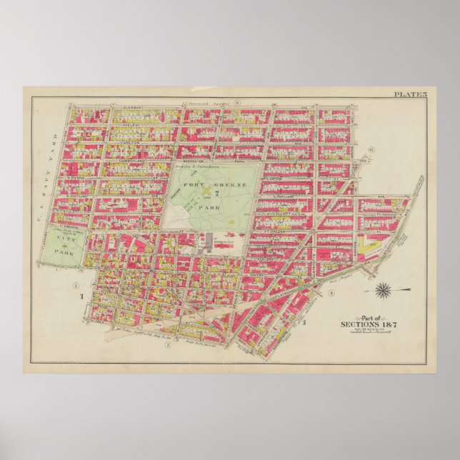 Affiche Carte vintage Brooklyn | George Washington Bromley (Devant)