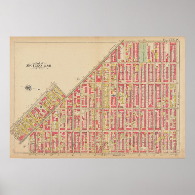 Affiche Carte vintage Brooklyn | George Washington Bromley (Devant)