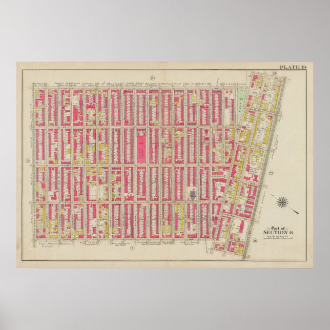 Affiche Carte vintage Brooklyn | George Washington Bromley (Devant)