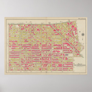 Affiche Carte vintage Brooklyn George Washington Bromley